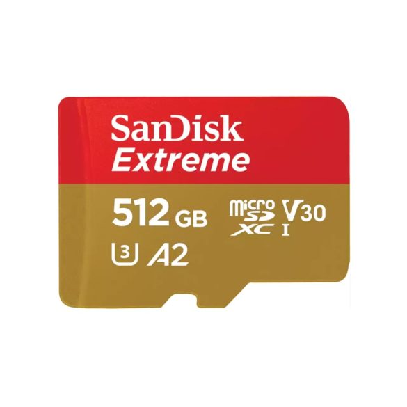 SanDisk microSD extreme kártya 512GB, 190/130 MB/s, A2 C10 V30 UHS-I U3 (121589)