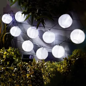   Garden of Eden Szolár lampion fényfüzér - 10 db fehér lampion, hidegfehér LED - 3,7 m (11227)