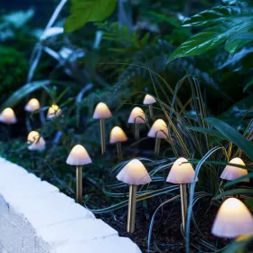   Garden of Eden LED-es szolár lámpa - 12 db mini gomba - melegfehér - 24 cmx4 cm (11243)