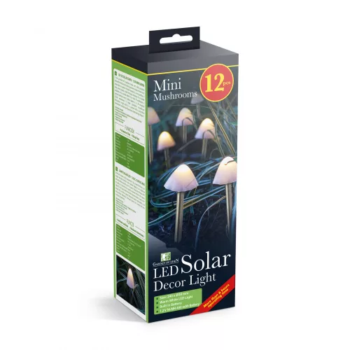 Garden of Eden LED-es szolár lámpa - 12 db mini gomba - melegfehér - 24 cmx4 cm (11243)
