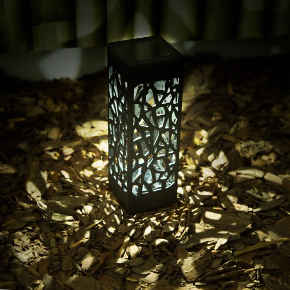 Garden of Eden Leszúrható szolár lámpa - design rácsos, fekete - 19x6,2 cm (11378)