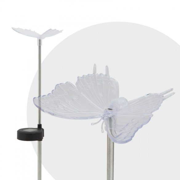 Garten Welt RGB LED-es kültéri szolárlámpa - Pillangó - 43 cm (11393)