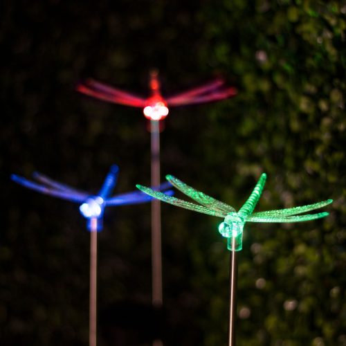 Garden of Eden RGB LED-es kültéri szolárlámpa - Szitakötő - 43 cm (11393B)