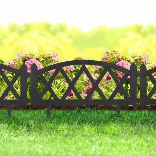 Garden of Eden Virágágyás szegély, kerítés - 60x24 cm - fekete (11474A)