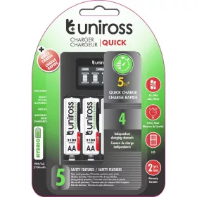   Uniross UCU002A LCD gyorstöltő + 4db AA/ceruza 2100mAh Hybrio Ni-Mh akkumulátor