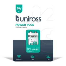   Uniross 9V 6LR61/blokk tartós alkáli elem POWER PLUS 1db/csomag