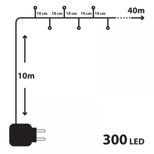 300 LED-es szines égősor (55218)