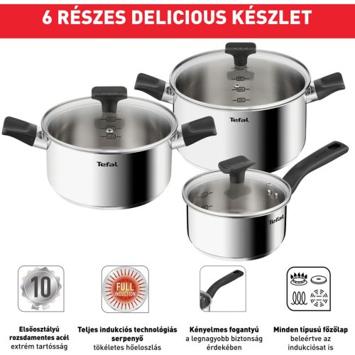 Tefal B925S655 Delicious 3 darabos edénykészlet 3 fedővel