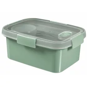   Curver 250003 ételtartó, szósztartóval, evőeszközzel, szögletes, műanyag, 1,2l, világoszöld