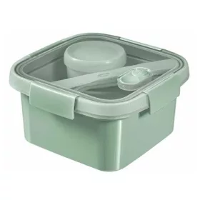   Curver 249947 ételtartó, szósztartóval, evőeszközzel, szögletes, műanyag, 1,1l, világoszöld