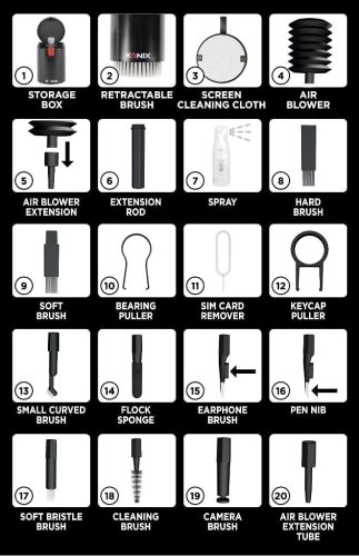 Konix 20 darabos tisztító készlet