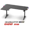 Spirit of Gamer Gamer Asztal - Headquarter 600 L (MDF lap, fém lábak, fekete, RGB LED háttérvilágítás, 160 x 60 x 75cm)