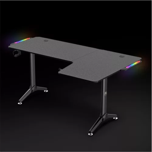 Spirit of Gamer Gamer Asztal - Headquarter 600 R (MDF lap, fém lábak, fekete, RGB LED háttérvilágítás, 160 x 60 x 75cm)