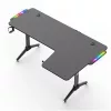 Spirit of Gamer Gamer Asztal - Headquarter 600 R (MDF lap, fém lábak, fekete, RGB LED háttérvilágítás, 160 x 60 x 75cm)