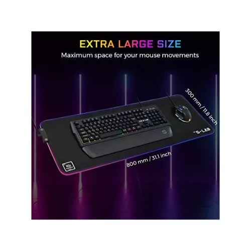 The G-Lab Egérpad - PAD RUBIDIUM (800x300x3mm; fekete, extra USB, vízálló, RGB LED)