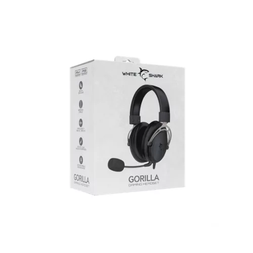 White Shark GH-2341B/G GORILLA  gamer fejhallgató mikrofonnal - fekete/ezüst