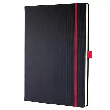 Sigel CO660 jegyzetfüzet, exkluzív, a4, kockás, 97lap, keményfedeles, fekete-piros