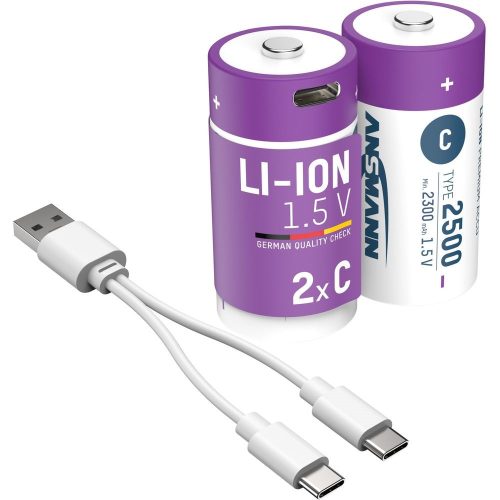 ANSMANN Li-ion baby akkumulátor 2500mAh USB-C 2db/csomag