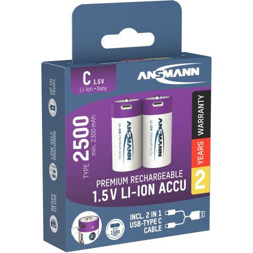 ANSMANN Li-ion baby akkumulátor 2500mAh USB-C 2db/csomag