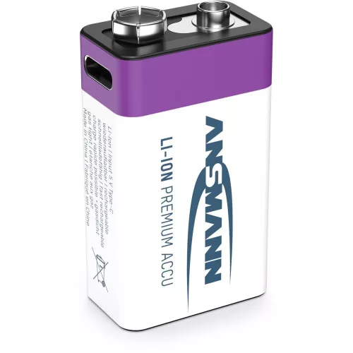 ANSMANN Li-ion 9V akkumulátor 400mAh USB-C 1db/csomag