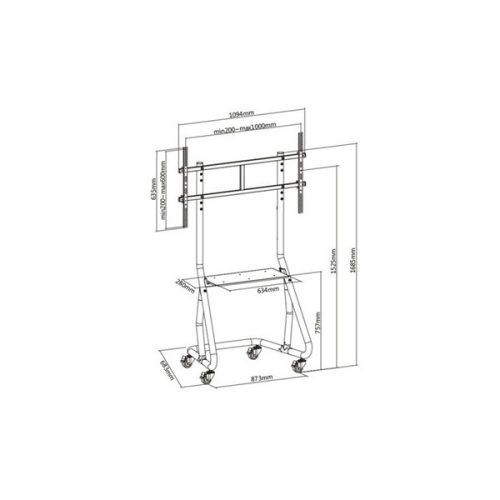Equip TV állvány - 650609 (60"-105" álló, gurulós, Max.:100kg, fekete)