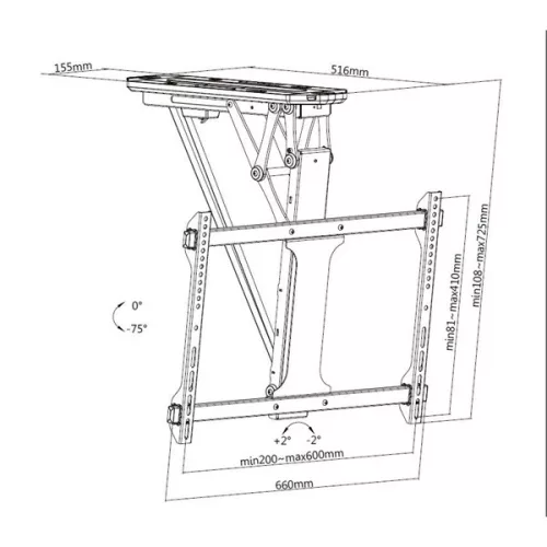 Equip TV Mennyezeti konzol - 650329 (32"-70", motoros, dönthető, Max.: 35kg, fekete)
