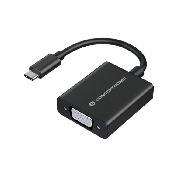 Conceptronic Kábel - ABBY05B (USB-C to VGA, FullHD/60Hz, aluminium, fekete)