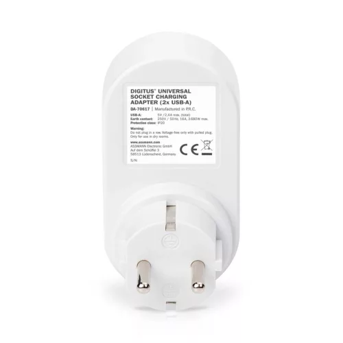 DIGITUS DA-70617 Univerzális 2 port USB Type-A 1x schuko töltőadapter