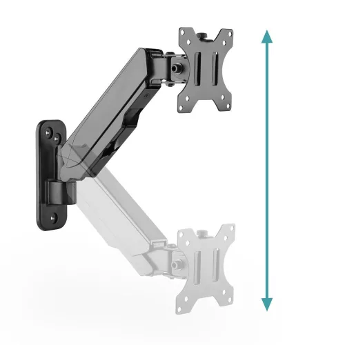 DIGITUS gázrugós fali univerzális (VESA 75 / 100) 1-es fekete monitor tartó konzol