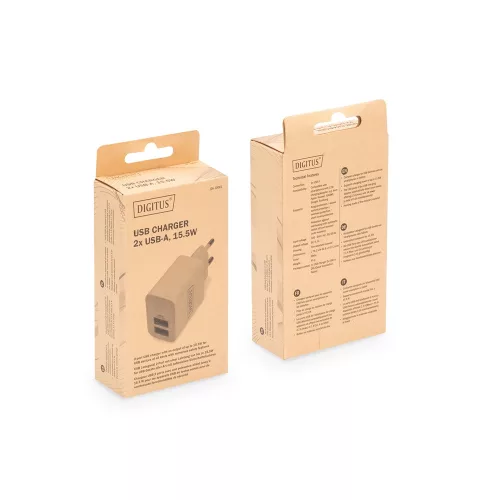 DIGITUS DA-10061 2 port USB Type-A 15.5W töltőadapter