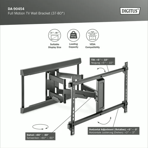 DIGITUS DA-90454 37-80" VESA állítható TV fali tartó