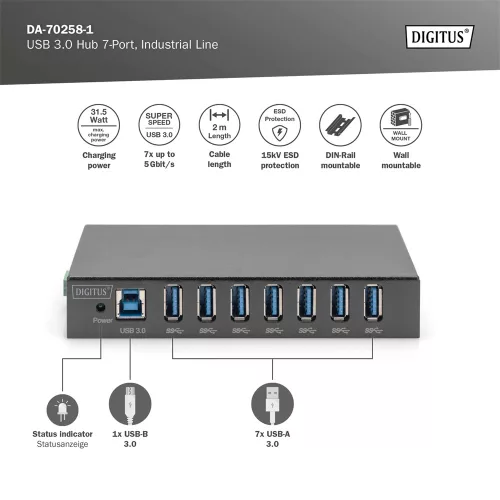 Digitus DA-70258 USB 3.0 Hub 7-Port