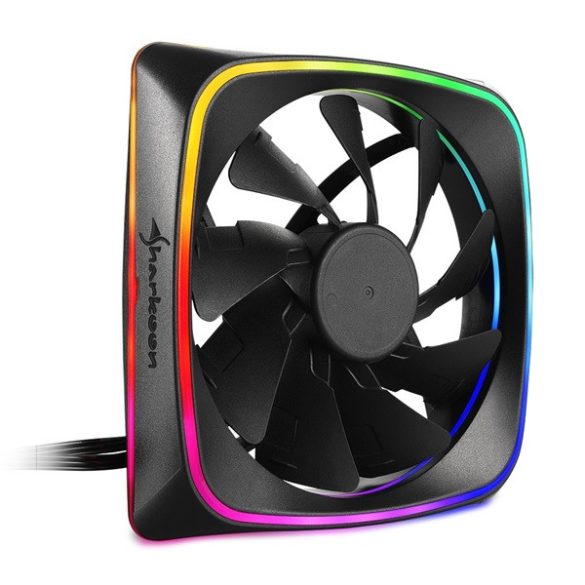 Sharkoon Cooler 12cm - RGB Shark Lights Fan (15,2dB; 56 m3/h; 1000rpm; 3pin + 3pin csatlakozó; ház hűtésre)