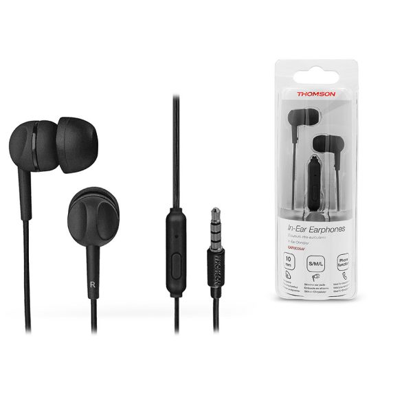 Thomson univerzális sztereó felvevős fülhallgató - 3,5 mm jack - Thomson EAR3005BK In-Ear Earphones - fekete