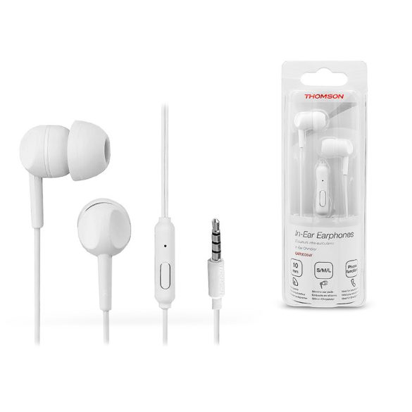 Thomson univerzális sztereó felvevős fülhallgató - 3,5 mm jack - Thomson EAR3005W In-Ear Earphones - fehér