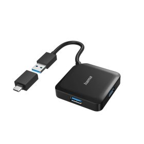   Hama USB 3.2 Gen1 HUB 1:4 5GB/s + USB-C OTG adapter - fekete (00200116)