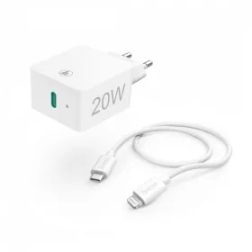   Hama Fic E3 hálózati töltő (PD) 20W+Lightning - USB TYPE-C adatkábel Apple gyorstöltő szett (201620)