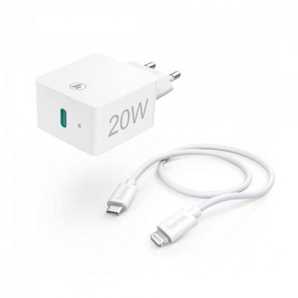 Hama Fic E3 hálózati töltő (PD) 20W+Lightning - USB TYPE-C adatkábel Apple gyorstöltő szett (201620)
