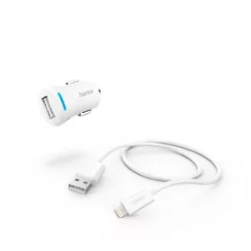   Hama 00201610 autós töltő szett (2,4a) lightning - usb adatkábellel, fehér