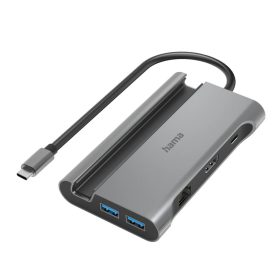   Hama 7in1 USB-C dokkoló adapter (3x USB-A, 2x USB-C, HDMI, LAN, PD) (00200143)