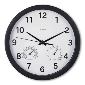   Hama Malta falióra hőmérővel és páratartalommérővel Ø25cm - fekete (00185868)