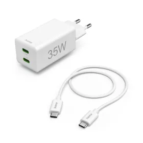   Hama Mini hálózati gyorstöltő 2x USB-C PD 35W + 1m kábel - fehér (00125116)