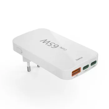 Hama univerzális hálózati USB és Type-C töltő - 65W - fehér - összecsukható (201976)
