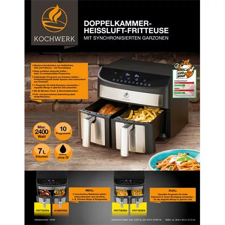 Kochwerk 12549 forrólevegős sütő 2 x 3.5 l