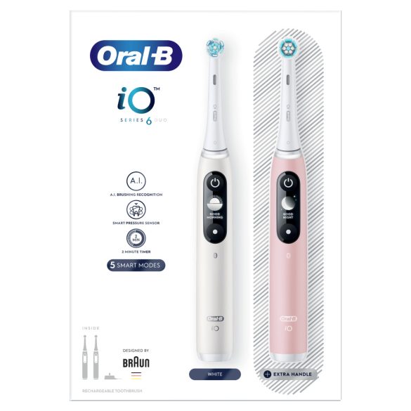 Oral-B iO6 elektromos fogkefe DuoPack White + Pink