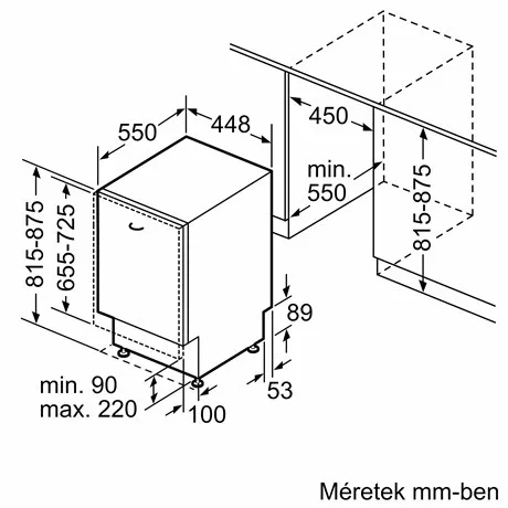 Bosch SPV2HMX42E mosogatógép beépíthető 10 teríték integrált