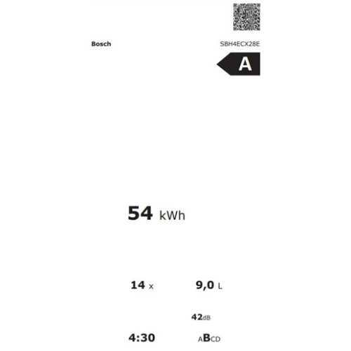 Bosch SBH4ECX28E mosogatógép beépíthető 14 teríték