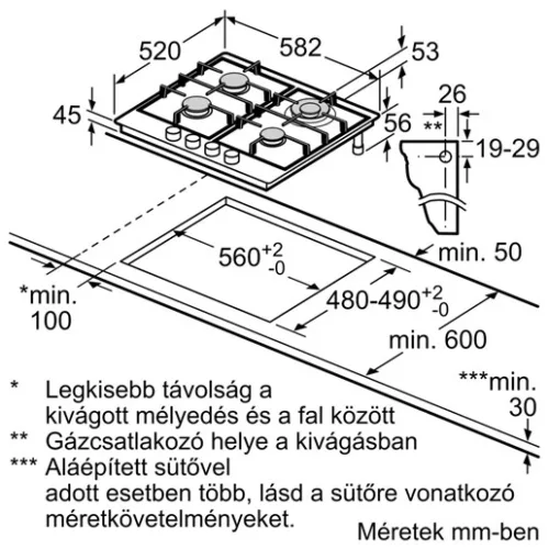 Bosch PGH6B5K60 főzőlap beépíthető gáz