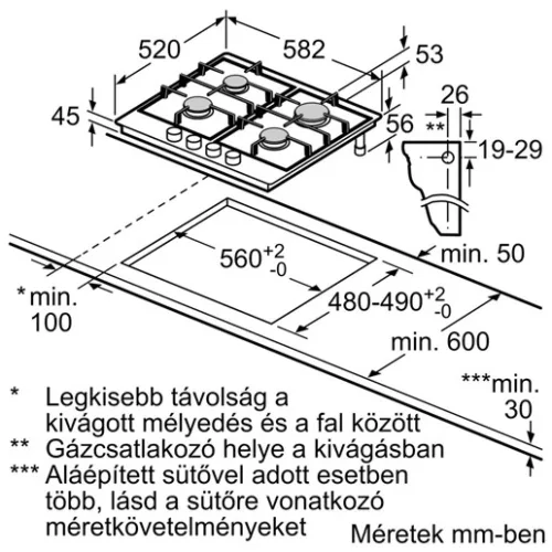 Bosch PGP6B5K60 főzőlap beépíthető gáz