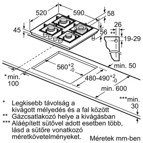 Bosch PNH6B6K40 főzőlap beépíthető gáz